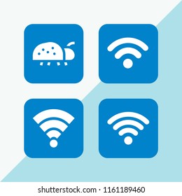 4 spot icons in vector set. wifi, wifi signal, ladybug and wi fi illustration for web and graphic design