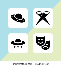 4 spotlight icons in vector set. stage, ufo and theater illustration for web and graphic design