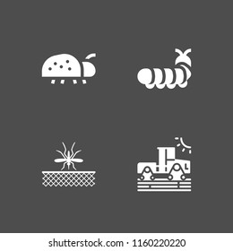 4 spray icons in vector set. mosquito, insect and tractor illustration for web and graphic design
