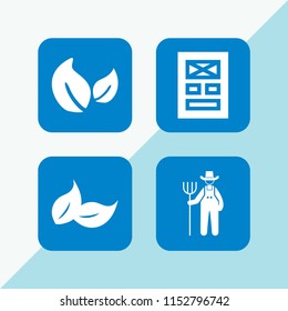4 spring icons in vector set. leaf, farm and layout illustration for web and graphic design