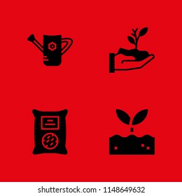 4 sprout icon set with seeds, watering can and sprout vector illustration for graphic design and web