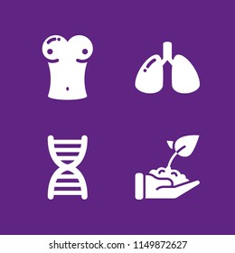 4 sprout icons in vector set. growth and biology illustration for web and graphic design
