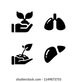 4 sprout icons in vector set. growth and biology illustration for web and graphic design