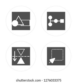 4 Square, Mirror horizontally, , Select modern icons on round shapes, vector illustration, eps10, trendy icon set.