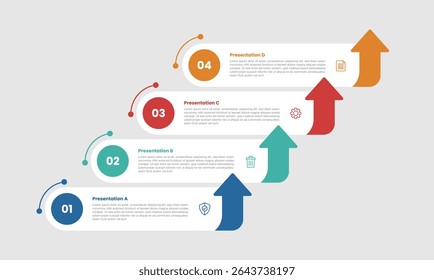 4 stage infographic diagram with round box rectangle step stair case ladder with arrow pointer with 4 step for slide presentation vector