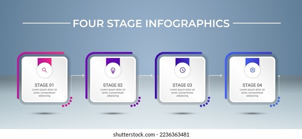 4 stage process infographic, vector colorful graphic flowchart element very useful for presentations, graphic design, for all your projects