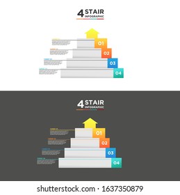 4 stair step timeline infographic element. Business concept with four options and number, steps or processes. data visualization. Vector illustration.