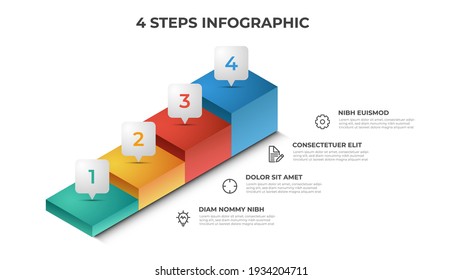 4 Stairs Steps Infographic Element Template Vector, Layout Design For Presentation, Diagram, Etc