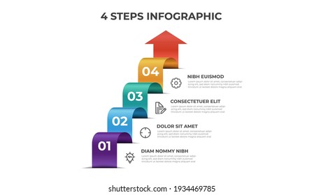4 Stairs Of Steps, Infographic Element Template, Layout Design Vector With List Arrow Diagram