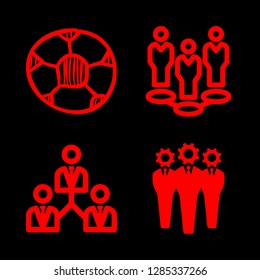 4 standing icons with group and working in this set