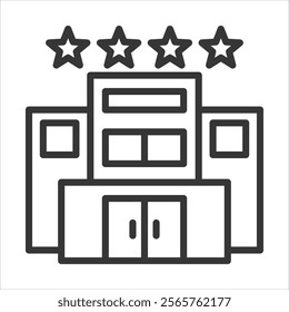 4 Star Hotel Icon Vector Illustration Outline Style