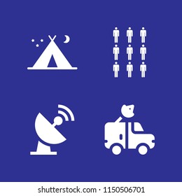 4 star icons in vector set. satellite, tent night and nine illustration for web and graphic design