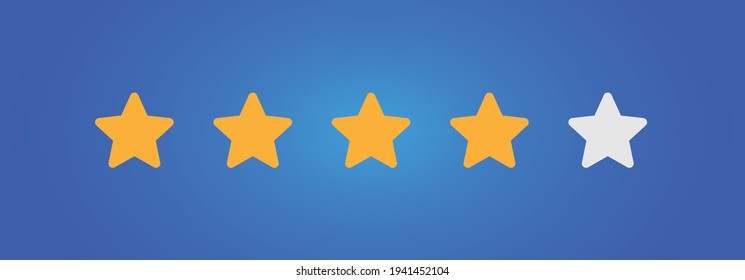 
Calificación de 4 estrellas de alta calidad. Ranking, Review, Vector de iconos de retroalimentación.