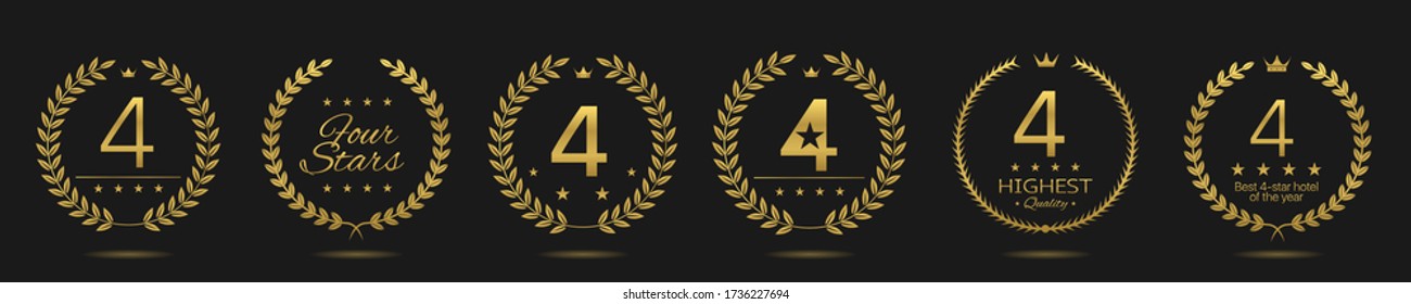 4 stars hotel wreath labels Four stars icon for web and app