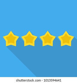 4 stars rationg icon. Flat style icon with long shadow. Vector illustration