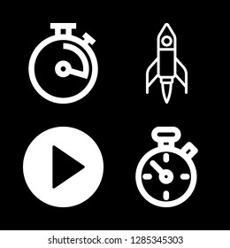 4 start icons with play button and timer or chronometer in this set