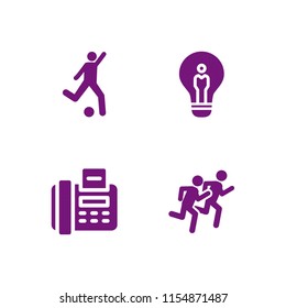 4 start icons in vector set. race, fax, idea and kick illustration for web and graphic design