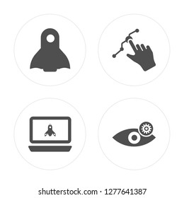4 Startup, Analytics, Eye modern icons on round shapes, vector illustration, eps10, trendy icon set.
