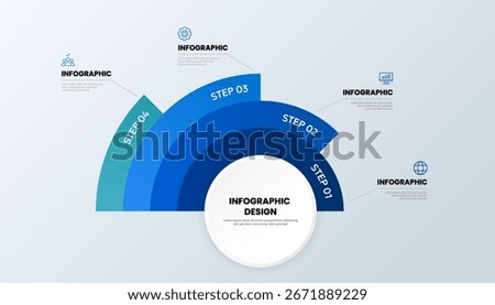 4 Step Blue Infographic Circle Chart