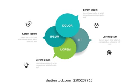 Elemento de Vector de Plantilla de infografía de burbuja de 4 pasos