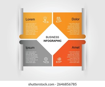 Elemento de vetor de modelo de infográfico de negócios de 4 etapas com ícones adequados para informações de negócios e design gráfico de apresentação.