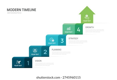 4 Step Business Infographic Template for Process Presentation and Strategy Planning Vector Illustration.