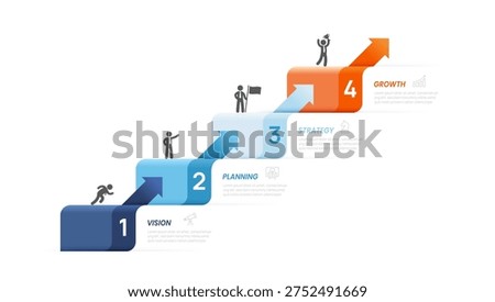 4 Step Business Infographic Template for Process Presentation and Strategy Planning Vector Illustration.