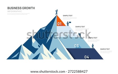 4 Step Business mountain pyramid infographic ascending Steps success strategy and financial growth process. presentation vector infographics.