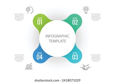 4 Step circular background. Modern vector elements with text. Seperated layers. branding, business cards, social media and other projects.