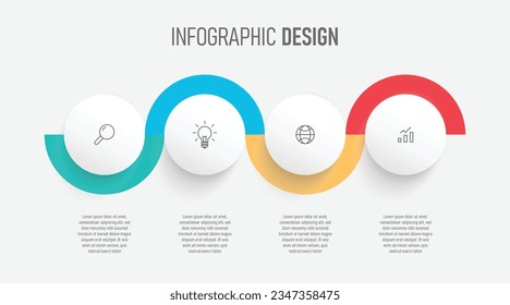 Diseño de infografía de negocios circular de 4 pasos. Infografía para el concepto de negocio. Se puede utilizar para presentaciones banner, diseño de flujo de trabajo, diagrama de procesos, diagrama de flujo, gráfico de información