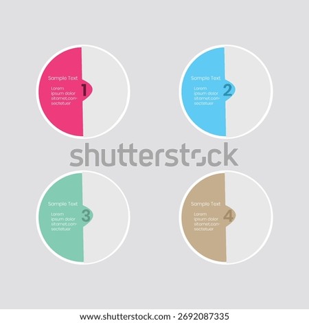 4 Step Circular Diagram   Split Color Half Circle Process Infographic