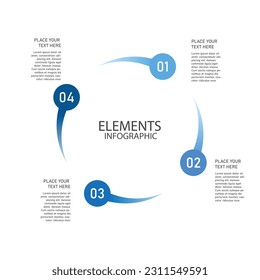 Diseño infográfico de caída circular de 4 pasos. Dibujo vectorial EPS 10. Plantilla de diagrama circular con cuatro pasos o opciones, infografía de procesos, ilustración de eps10 vectoriales.