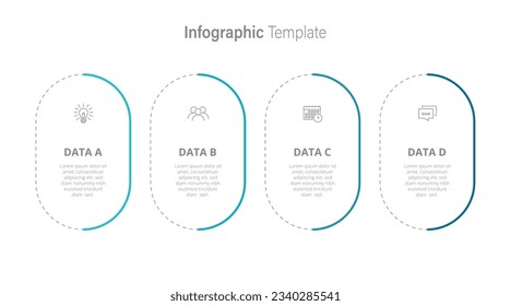 4 Step circular thin line infographic design. Thin line minimal Infographic design template with icons and 4 options or steps. Can be used for process diagram, presentations, workflow layout, banner, 