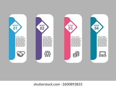 4 step colorful infographic element template design for presentation