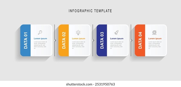 Modelo infográfico de colunas de 4 etapas com estilo de papel