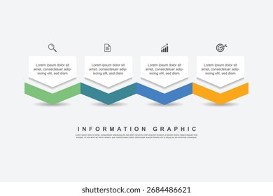 4 step design concept infographic template with 3d layout for business