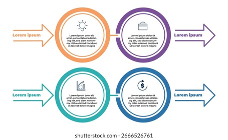 Plantilla de infografía de negocios moderna de 4 pasos
