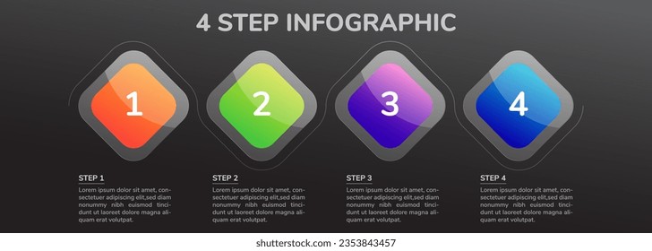 4 step glossy infographic design template premium vector