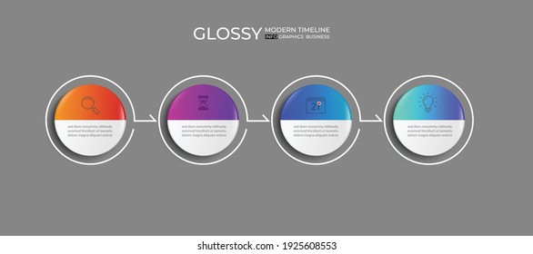 4 Step Glossy tag infographics Partition color gradient chart origami paper color info-graphic template for diagram presentation chart and business concept with element options