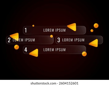 4 step info graphic bar shape modern trendy gradient glass morphism shape vector design