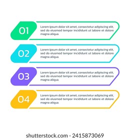 4 step info graphic template. List diagram, chart with four numbers. Business infographic, presentation, modern layout design with vertical elements. Vector illustration.