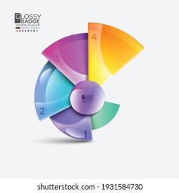 4 step info graphics Set of Modern Tag Label in Ice cube Set of Glossy badge on modern Background