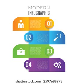 4 step infographic business data chart list editable template design