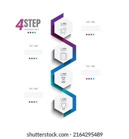 infografía de 4 pasos Plantilla de diseño Web de negocios Proceso de planificación empresarial de línea de tiempo con opciones, pasos. Ilustración vectorial. uso para presentación y organización de diseño web con color gradiente