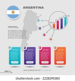 4 step infographic chart design element. To present information with the Argentina flag