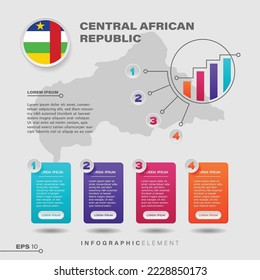 4 step infographic chart design element. To present information with the Central African flag