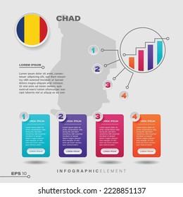 4 step infographic chart design element. To present information with the Chad flag