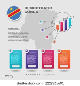 4 step infographic chart design element. To present information with the Democratic Congo flag