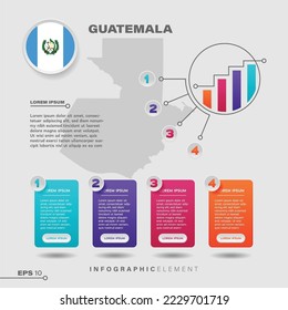 4 step infographic chart design element. To present information with the Guatemala flag