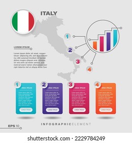 4 step infographic chart design element. To present information with the Italy flag